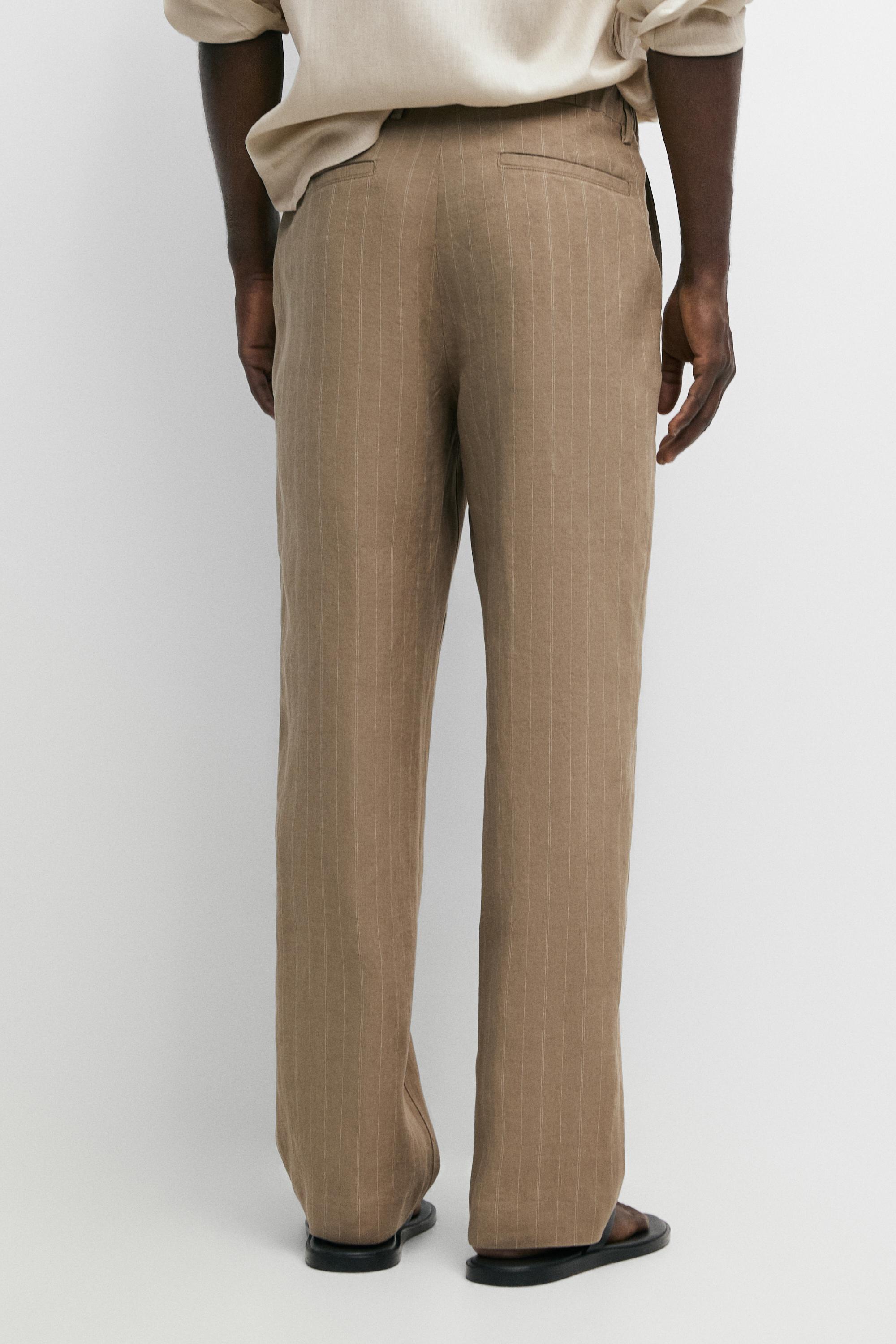 100% linen striped pants